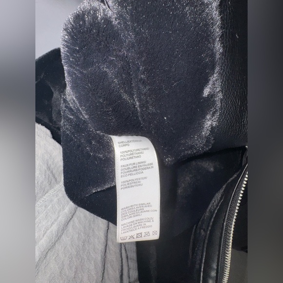 Rebecca Minkoff Faux Leather & Faux Shealing Moto Jacket/ Size Medium - Picture 7 of 7